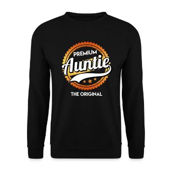 Premium Tante Das Original Tante Beste Tante - Unisex Pullover - Schwarz - Vorne - Alina (178cm) & Michal (187cm)