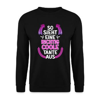 So sieht eine coole Tante aus Beste Tante - Unisex Pullover - Schwarz - Vorne - Alina (178cm) & Michal (187cm)