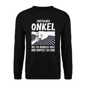 Zweifacher Onkel wie ein normaler Onkel - Unisex Pullover - Schwarz - Vorne - Alina (178cm) & Michal (187cm)