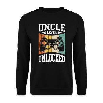 Uncle Level unlocked best uncle - Unisex Sweatshirt - black - Front - Alina (178cm) & Michal (187cm)