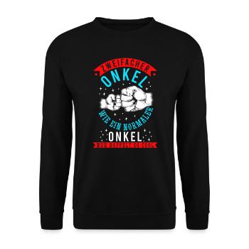 Zweifacher Onkel - Unisex Pullover - Schwarz - Vorne - Alina (178cm) & Michal (187cm)
