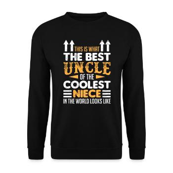 Betser Onkel der coolsten Nichte Onkel - Unisex Pullover - Schwarz - Vorne - Alina (178cm) & Michal (187cm)