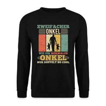 Zweifacher Onkel normaler Onkel - Unisex Pullover - Schwarz - Vorne - Alina (178cm) & Michal (187cm)