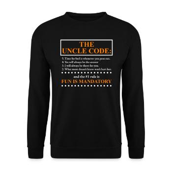 The Uncle Code funny Uncle Saying - Unisex Sweatshirt - black - Front - Alina (178cm) & Michal (187cm)