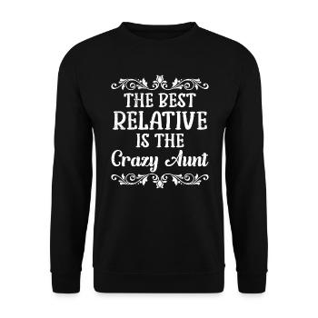Die beste Verwandte ist die verrückte Tante - Unisex Pullover - Schwarz - Vorne - Alina (178cm) & Michal (187cm)