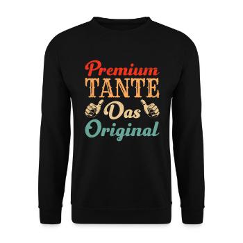 Premium Tante Das Original Super Tante Beste Tante - Unisex Pullover - Schwarz - Vorne - Alina (178cm) & Michal (187cm)