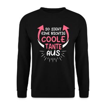 So sieht eine coole Tante aus Beste Tante - Unisex Pullover - Schwarz - Vorne - Alina (178cm) & Michal (187cm)
