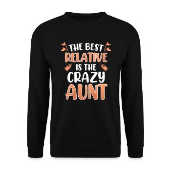 Die beste Verwandte ist die verrückte Tante - Unisex Pullover - Schwarz - Vorne - Alina (178cm) & Michal (187cm)