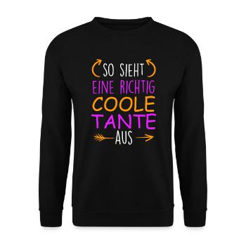 So sieht eine richtig coole Tante aus Super Tante - Unisex Pullover - Schwarz - Vorne - Alina (178cm) & Michal (187cm)