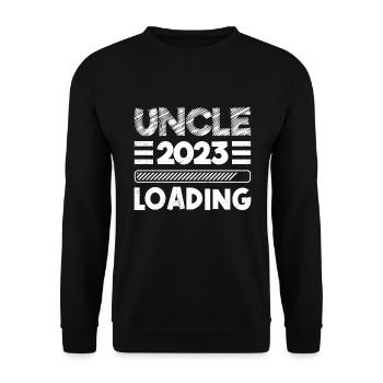 Onkel 2023 wird geladen werdender Onkel - Unisex Pullover - Schwarz - Vorne - Alina (178cm) & Michal (187cm)