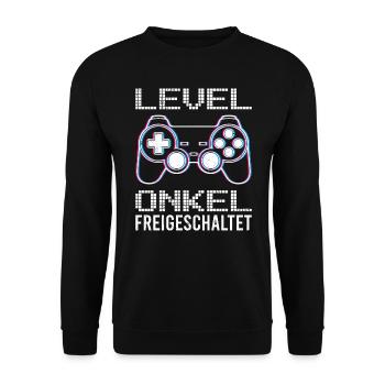 Level Unlocked Uncle - Unisex Sweatshirt - black - Front - Alina (178cm) & Michal (187cm)
