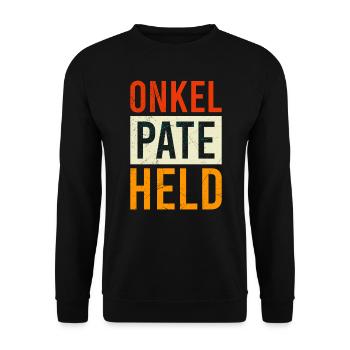 Pate Held Onkel - Unisex Pullover - Schwarz - Vorne - Alina (178cm) & Michal (187cm)