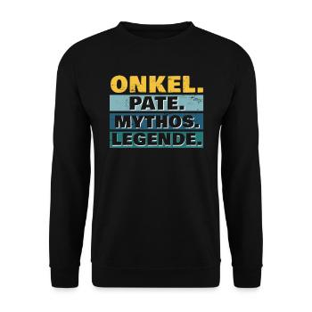Onkel Pate Mythos Legende cooler Onkel - Unisex Pullover - Schwarz - Vorne - Alina (178cm) & Michal (187cm)