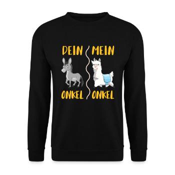 Dein Onkel mein Onkel - Unisex Pullover - Schwarz - Vorne - Alina (178cm) & Michal (187cm)