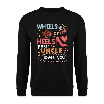 Roues ou talons que votre oncle vous aime - Sweat-shirt Unisexe - noir - Devant - Alina (178cm) & Michal (187cm)