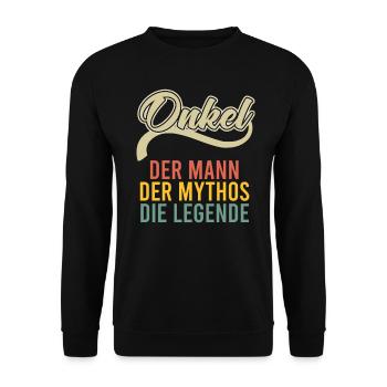 Onkel der Mann der Mythos die Legende - Unisex Pullover - Schwarz - Vorne - Alina (178cm) & Michal (187cm)