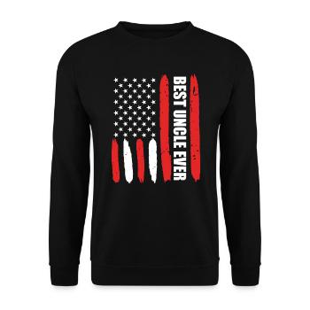 USA Uncle Best Uncle - Unisex Sweatshirt - black - Front - Alina (178cm) & Michal (187cm)