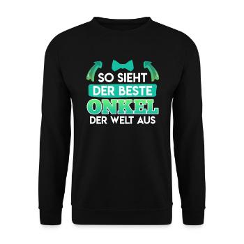 So sieht der beste Onkel der Welt aus - Unisex Pullover - Schwarz - Vorne - Alina (178cm) & Michal (187cm)