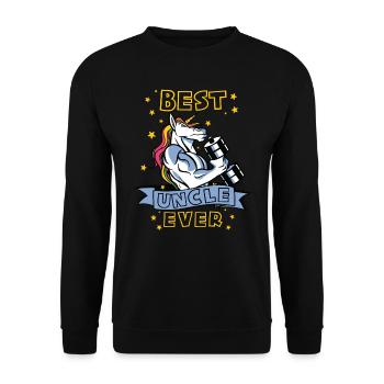 Best Uncle ever Bodybuilder Uncle Unicorn Uncle - Unisex Sweatshirt - black - Front - Alina (178cm) & Michal (187cm)