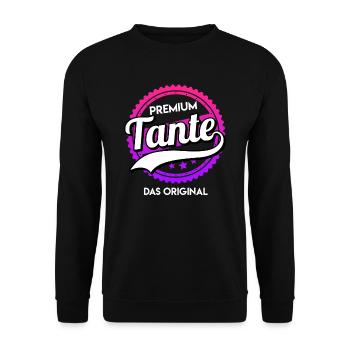 Premium Tante Das Original Tante Beste Tante - Unisex Pullover - Schwarz - Vorne - Alina (178cm) & Michal (187cm)