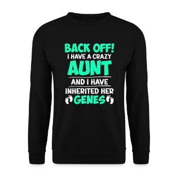 Attention j’ai les gènes de ma tante folle - Sweat-shirt Unisexe - noir - Devant - Alina (178cm) & Michal (187cm)