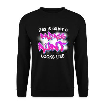 This is what a cool aunt from Bad As's aunt looks like - Unisex Sweatshirt - black - Front - Alina (178cm) & Michal (187cm)