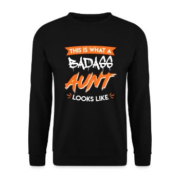 This is what cool aunt from family Badass Aunt looks like - Unisex Sweatshirt - black - Front - Alina (178cm) & Michal (187cm)