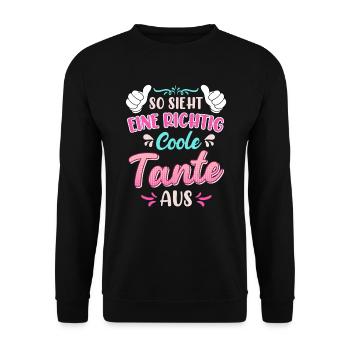 So sieht eine coole Tante aus Beste Tante - Unisex Pullover - Schwarz - Vorne - Alina (178cm) & Michal (187cm)