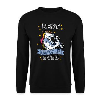 Best Uncle ever Bodybuilder Uncle Unicorn Uncle - Unisex Sweatshirt - black - Front - Alina (178cm) & Michal (187cm)