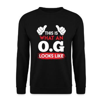 O.G. Onkel Gangster Onkel - Unisex Pullover - Schwarz - Vorne - Alina (178cm) & Michal (187cm)