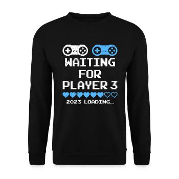 En attendant le joueur 3 Futurs Parents Papa Maman - Sweat-shirt Unisexe - noir - Devant - Alina (178cm) & Michal (187cm)