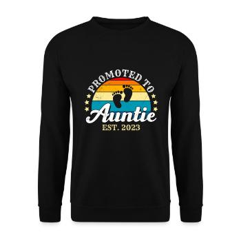 Promoted to Auntie 2023 Promotion Best Aunt - Unisex Sweatshirt - black - Front - Alina (178cm) & Michal (187cm)