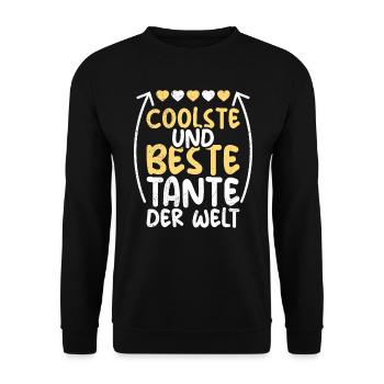 Die coolste und beste Tante der Welt Super Tante - Unisex Pullover - Schwarz - Vorne - Alina (178cm) & Michal (187cm)