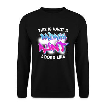 This is what a cool aunt from Bad Ass looks like Aunt - Unisex Sweatshirt - black - Front - Alina (178cm) & Michal (187cm)