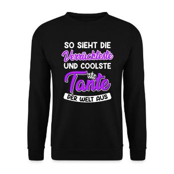 So sieht coolste Tante aus verrückte Tante - Unisex Pullover - Schwarz - Vorne - Alina (178cm) & Michal (187cm)