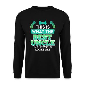 So sieht der beste Onkel der Welt aus - Unisex Pullover - Schwarz - Vorne - Alina (178cm) & Michal (187cm)