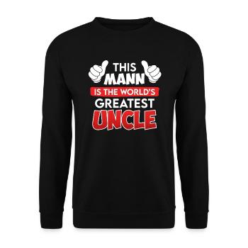 Der coolste Onkel der Welt Onkel Spruch - Unisex Pullover - Schwarz - Vorne - Alina (178cm) & Michal (187cm)