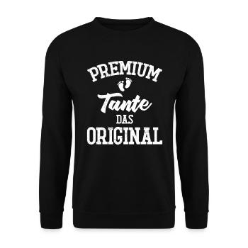Premium Tante Das Original Familie Coole Tante - Unisex Pullover - Schwarz - Vorne - Alina (178cm) & Michal (187cm)