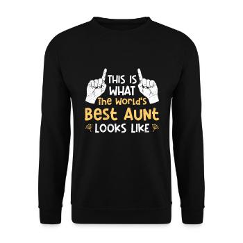 This is what the world's best aunt looks like Best Aunt - Unisex Sweatshirt - black - Front - Alina (178cm) & Michal (187cm)