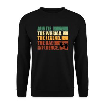 Aunt legend with bad influence Best Aunt - Unisex Sweatshirt - black - Front - Alina (178cm) & Michal (187cm)