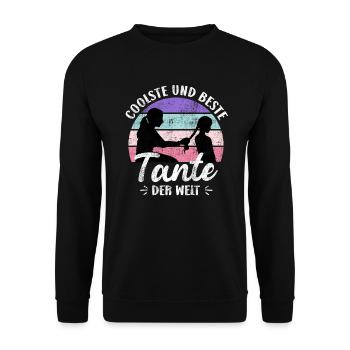 Coolste und Beste Tante der Welt Onkel Tante - Unisex Pullover - Schwarz - Vorne - Alina (178cm) & Michal (187cm)