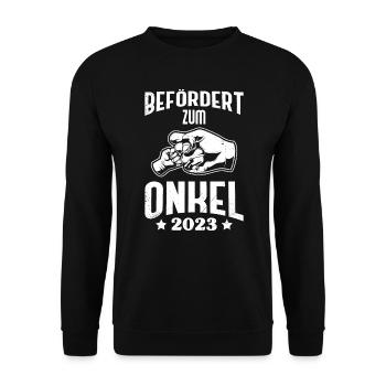 Befördert zum Onkel 2023 - Unisex Pullover - Schwarz - Vorne - Alina (178cm) & Michal (187cm)