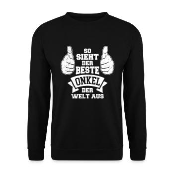 So sieht der beste Onkel der Welt aus Onkel - Unisex Pullover - Schwarz - Vorne - Alina (178cm) & Michal (187cm)