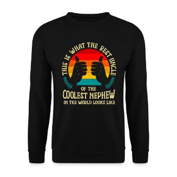Best Uncle of Coolest Nephew Uncle - Unisex Sweatshirt - black - Front - Alina (178cm) & Michal (187cm)