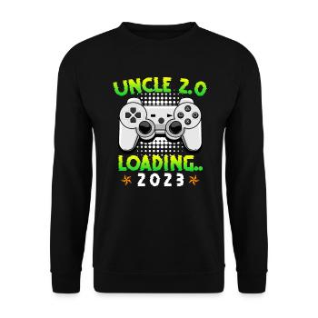 Onkel 2.0 loading zweifacher Onkel Onkel 2023 - Unisex Pullover - Schwarz - Vorne - Alina (178cm) & Michal (187cm)