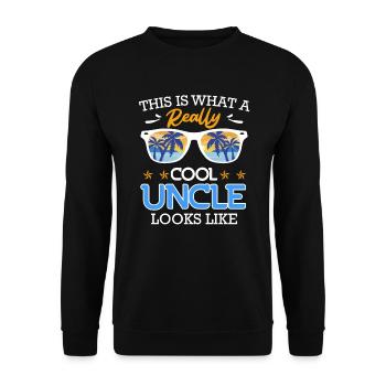 This is what a really cool uncle looks like - Unisex Sweatshirt - black - Front - Alina (178cm) & Michal (187cm)