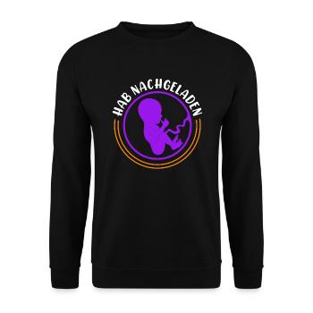 Ich habe nachgeladen zweites Kind - Unisex Pullover - Schwarz - Vorne - Alina (178cm) & Michal (187cm)