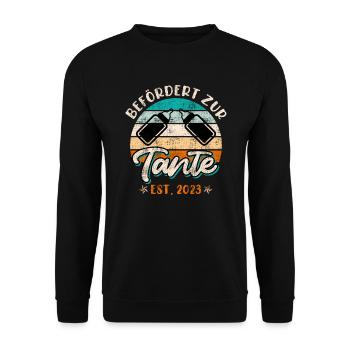 Promoted to Aunt Promotion Best Aunt - Unisex Sweatshirt - black - Front - Alina (178cm) & Michal (187cm)