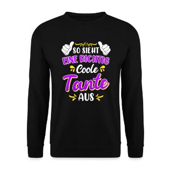 So sieht eine coole Tante aus Beste Tante - Unisex Pullover - Schwarz - Vorne - Alina (178cm) & Michal (187cm)
