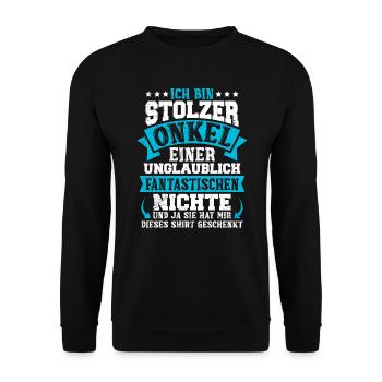 Stolzer Onkel einer fantastischen Nichte - Unisex Pullover - Schwarz - Vorne - Alina (178cm) & Michal (187cm)